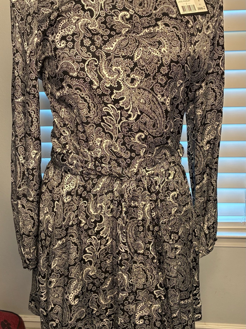 The Kooples Black and White Paisley Mini Dress -NWT